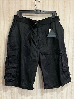 Mens Black Cargo Shorts with Belt